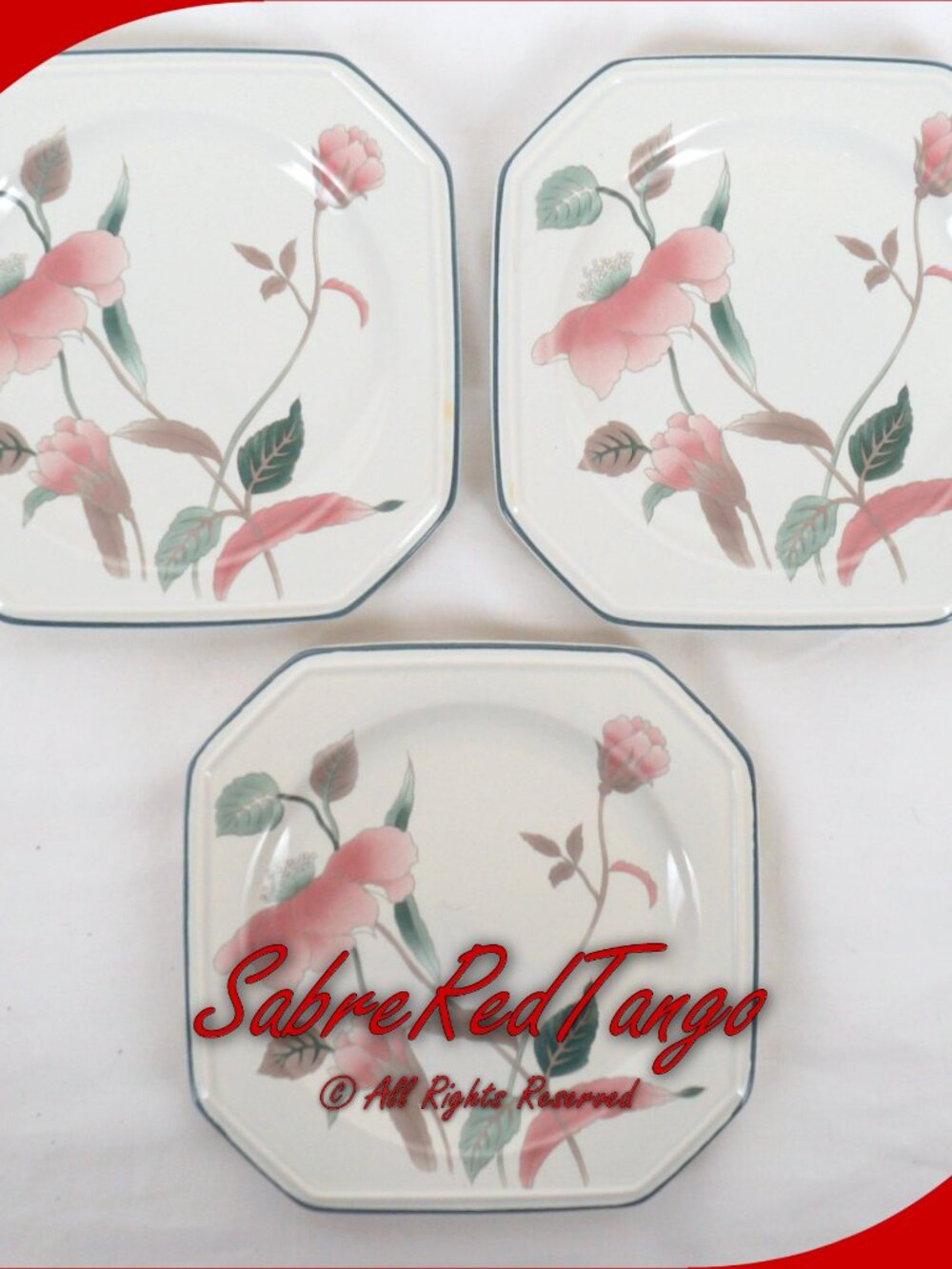 Vintage Mikasa Japan Ceramic Bread & Butter Plate Set Of 3 F3003 Silk Flowers